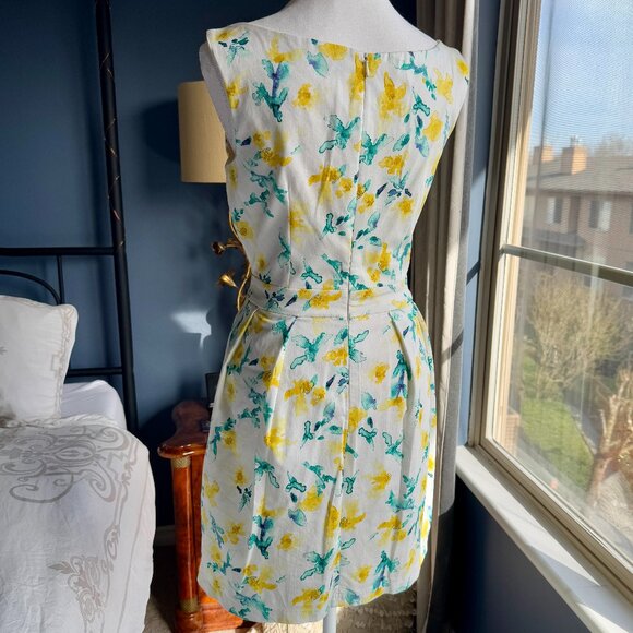 Zara White with Yellow and Turquoise Floral Tea Dress - Picture 5 of 13